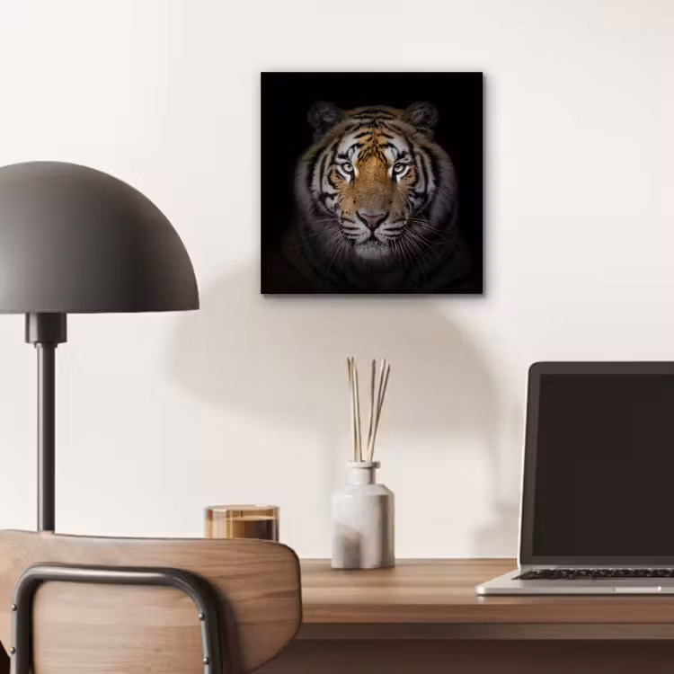 Tijger - Wilde dieren - Portret - Zwart - Dieren aluminium wit klein -sfeer5