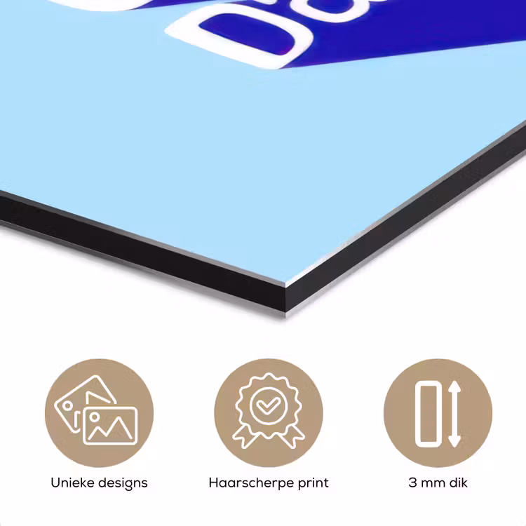 Today is a good day - Blauw - Schaduw aluminium wit klein -closeup_NL