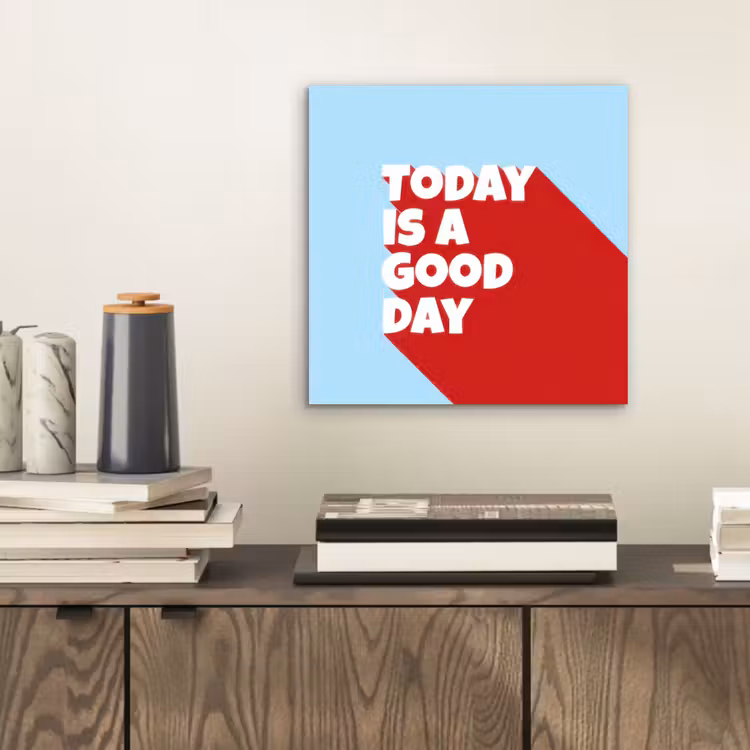 Today is a good day - Rood - lichtblauw aluminium wit klein -sfeer1