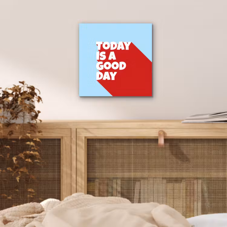 Today is a good day - Rood - lichtblauw aluminium wit klein -sfeer3