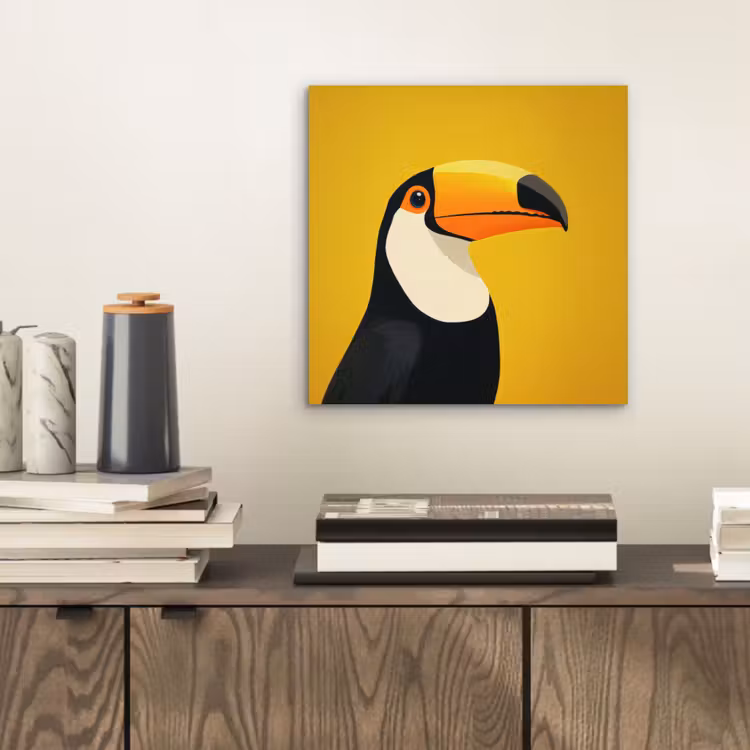 Toekan - Minimalistisch - Snavel - Oranje aluminium wit klein -sfeer1