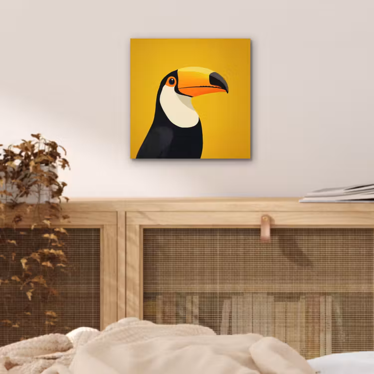 Toekan - Minimalistisch - Snavel - Oranje aluminium wit klein -sfeer3