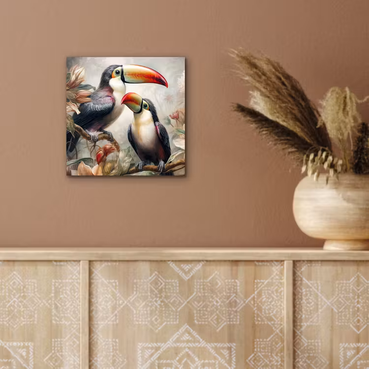 Toekan - Vogels - Bloemen - Jungle aluminium wit klein -sfeer4