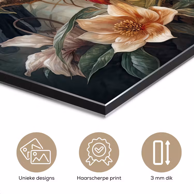 Toekan - Vogels - Bloemen - Jungle aluminium wit klein -closeup_NL