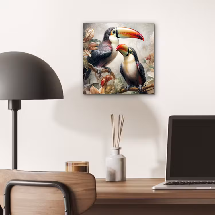 Toekan - Vogels - Bloemen - Jungle aluminium wit klein -sfeer5