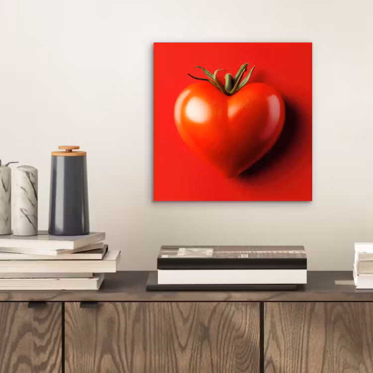 Tomaat - Rood - Hart aluminium wit klein -sfeer1