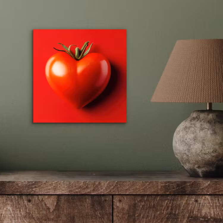 Tomaat - Rood - Hart aluminium wit klein -sfeer2