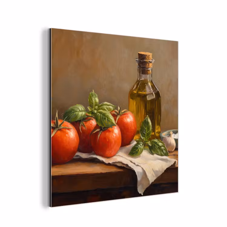 Tomaten - Olijfolie - Stilleven aluminium wit klein -3d