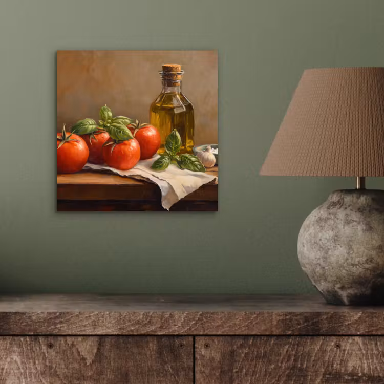 Tomaten - Olijfolie - Stilleven aluminium wit klein -sfeer2