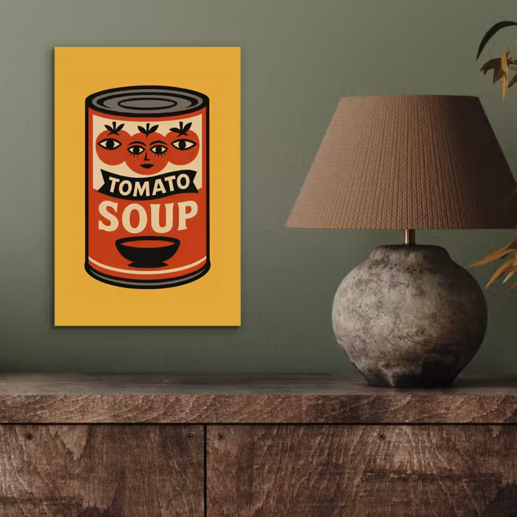 Tomatensoep - Gezichtje - Illustratie - Rood aluminium wit klein -sfeer2