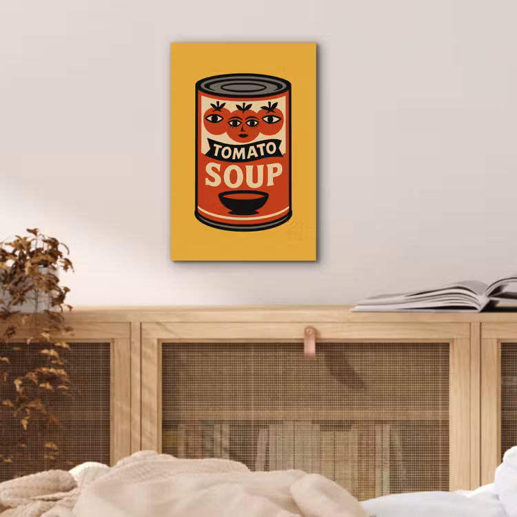 Tomatensoep - Gezichtje - Illustratie - Rood aluminium wit klein -sfeer3