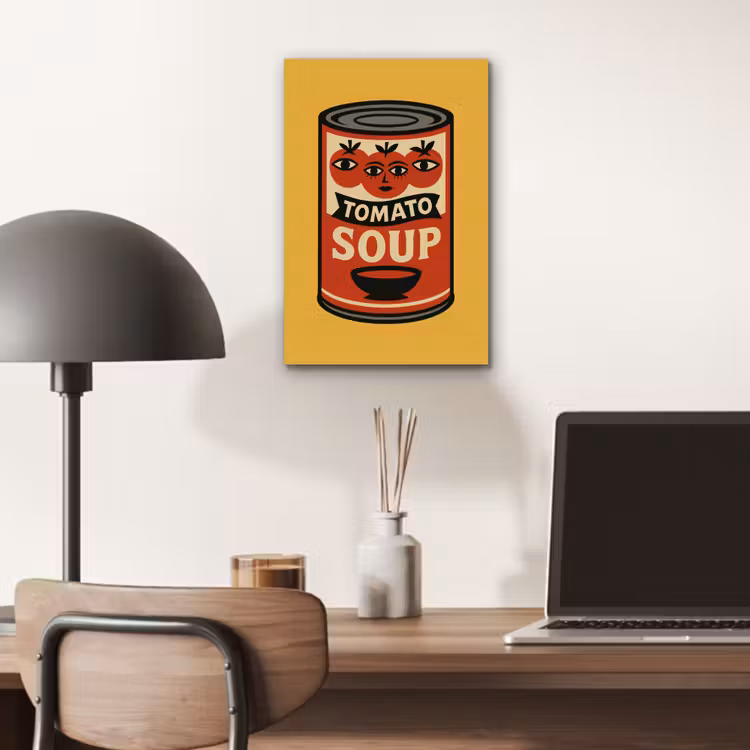 Tomatensoep - Gezichtje - Illustratie - Rood aluminium wit klein -sfeer5