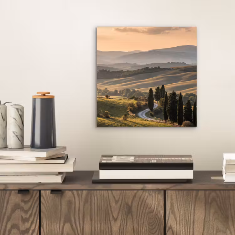 Toscaans - Landschap - Heuvels aluminium wit klein -sfeer1