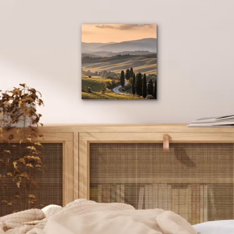 Toscaans - Landschap - Heuvels aluminium wit klein -sfeer3