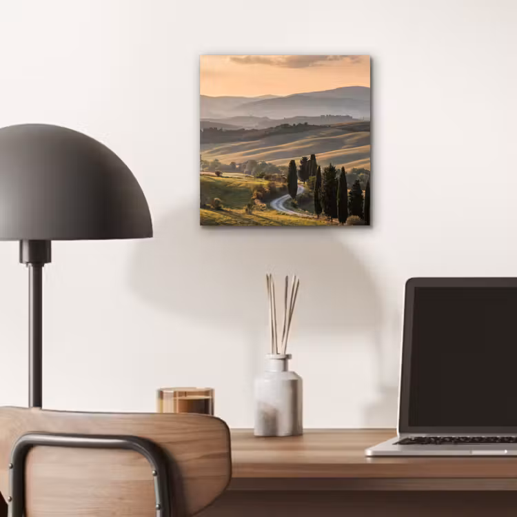 Toscaans - Landschap - Heuvels aluminium wit klein -sfeer5