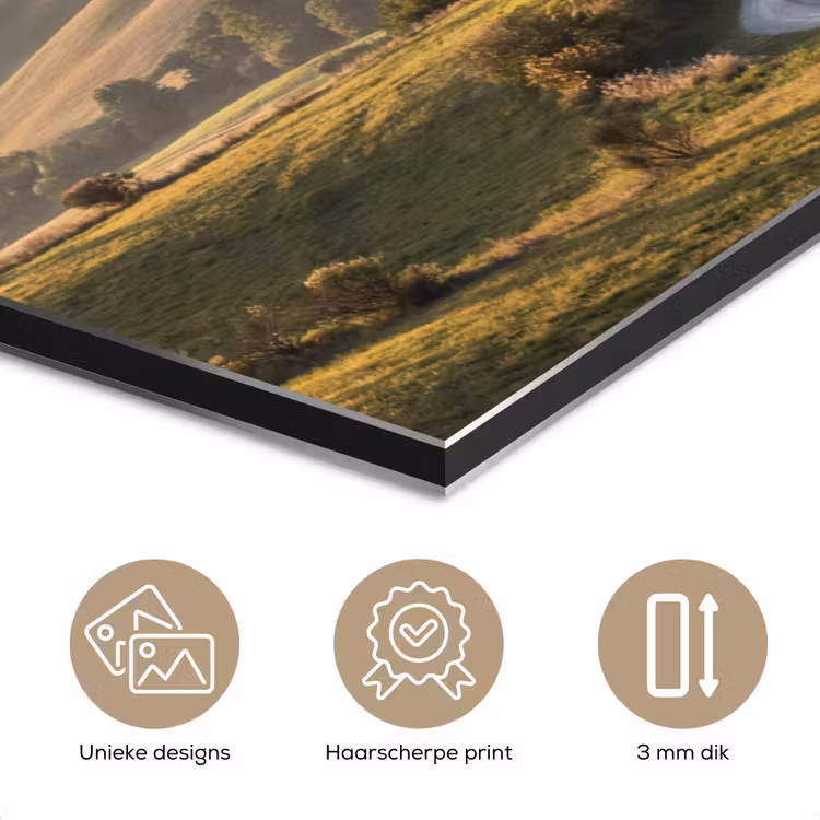 Toscaans - Landschap - Heuvels aluminium wit klein -closeup_NL
