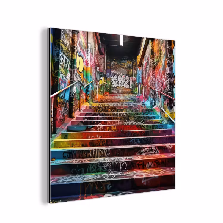Trap - Graffiti - Kleuren - Kunst aluminium wit klein -3d