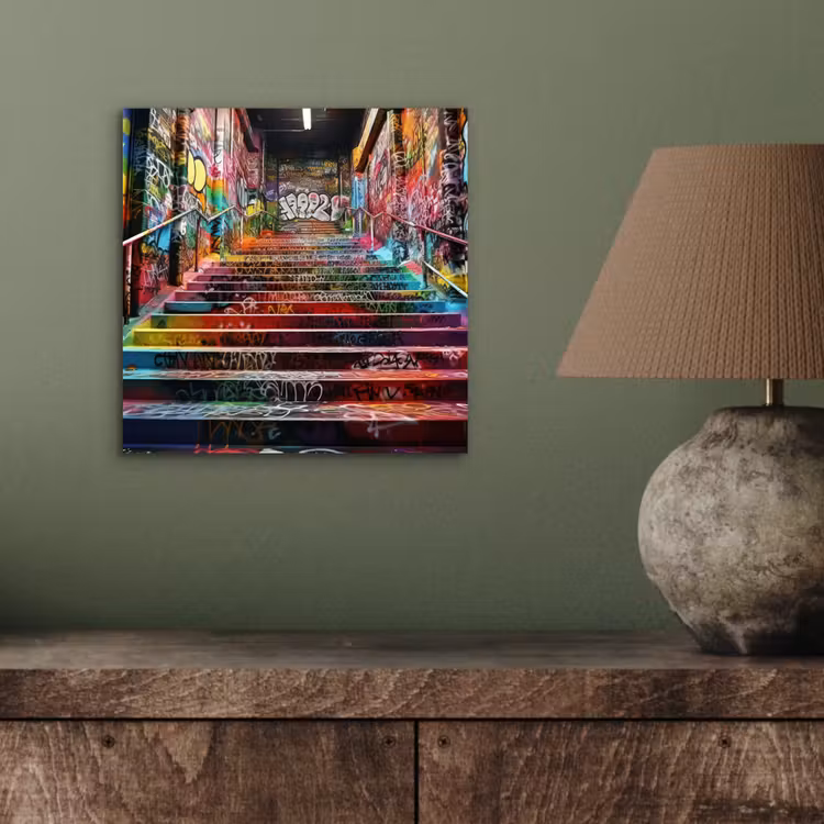 Trap - Graffiti - Kleuren - Kunst aluminium wit klein -sfeer2