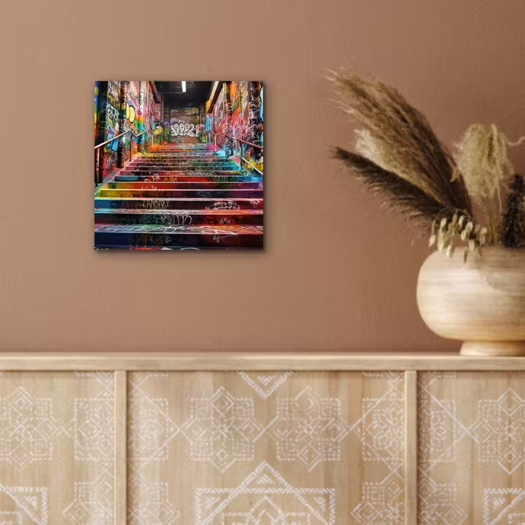 Trap - Graffiti - Kleuren - Kunst aluminium wit klein -sfeer4