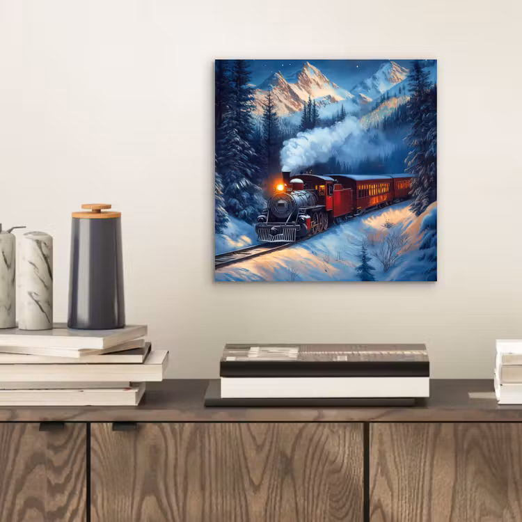 Trein - Kerst - Sneeuw - Kersttrein aluminium wit klein -sfeer1