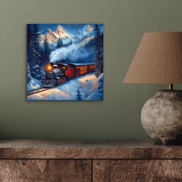Trein - Kerst - Sneeuw - Kersttrein aluminium wit klein -sfeer2
