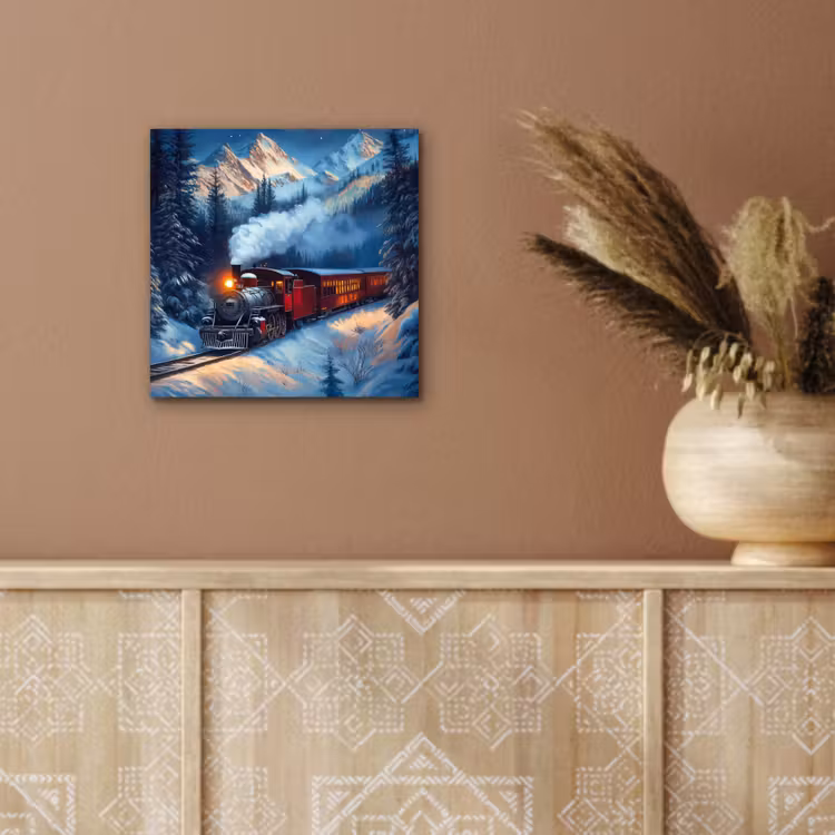 Trein - Kerst - Sneeuw - Kersttrein aluminium wit klein -sfeer4
