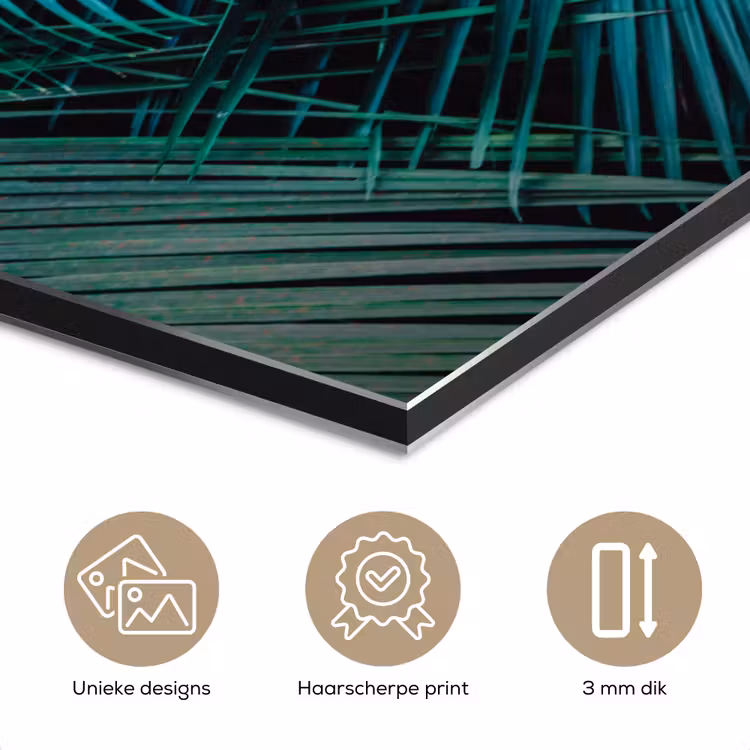 Inductie beschermer - Inductie afdekplaat - Tropical - Jungle - Bladeren - Groen aluminium wit klein -closeup_NL