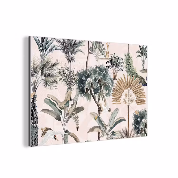 Tropisch - Bomen - Bladeren - Jungle aluminium wit klein -3d