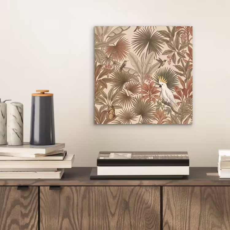 Tropisch - Vogels - Beige aluminium wit klein -sfeer1