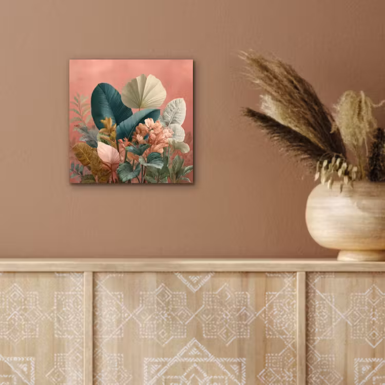 Tropische bladeren - Bloemen - Roze - groen aluminium wit klein -sfeer4