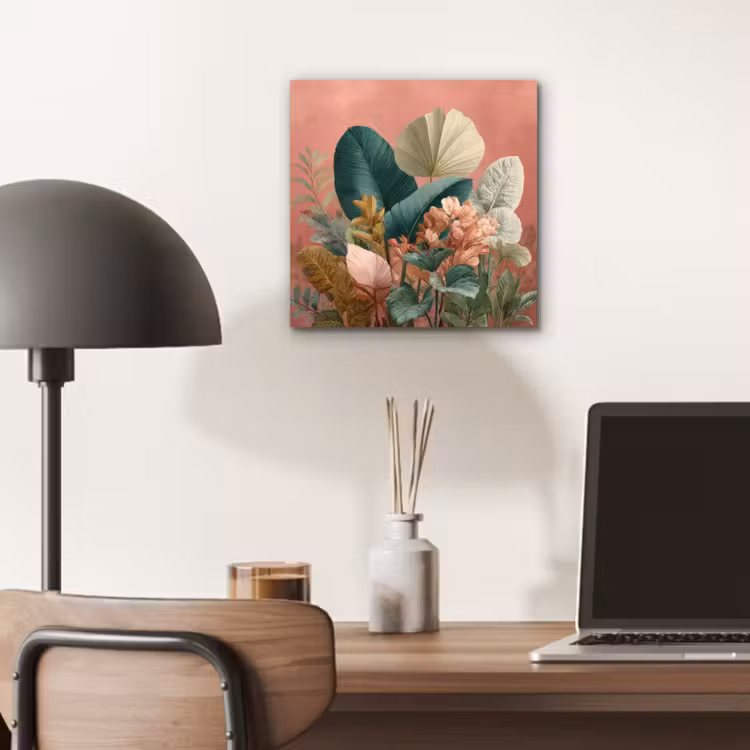 Tropische bladeren - Bloemen - Roze - groen aluminium wit klein -sfeer5