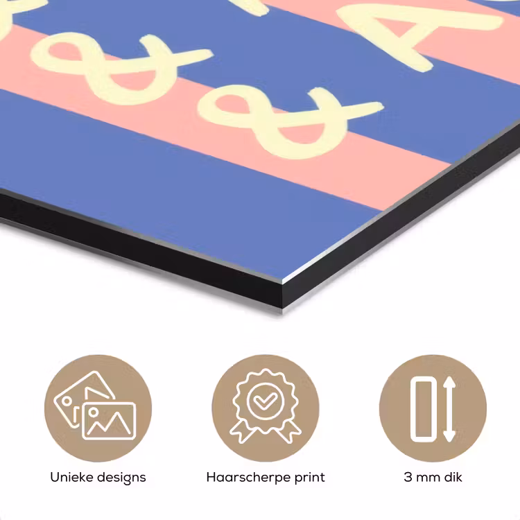 Try again - Strepen - Roze - Verticaal - Blauw aluminium wit klein -closeup_NL