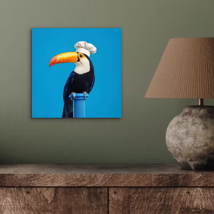 Tucan - Sokkel - Vogel - Koksmuts aluminium wit klein -sfeer2