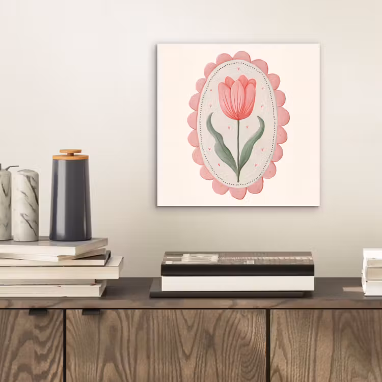 Tulp - Lijst - Ovaal - Illustratie aluminium wit klein -sfeer1