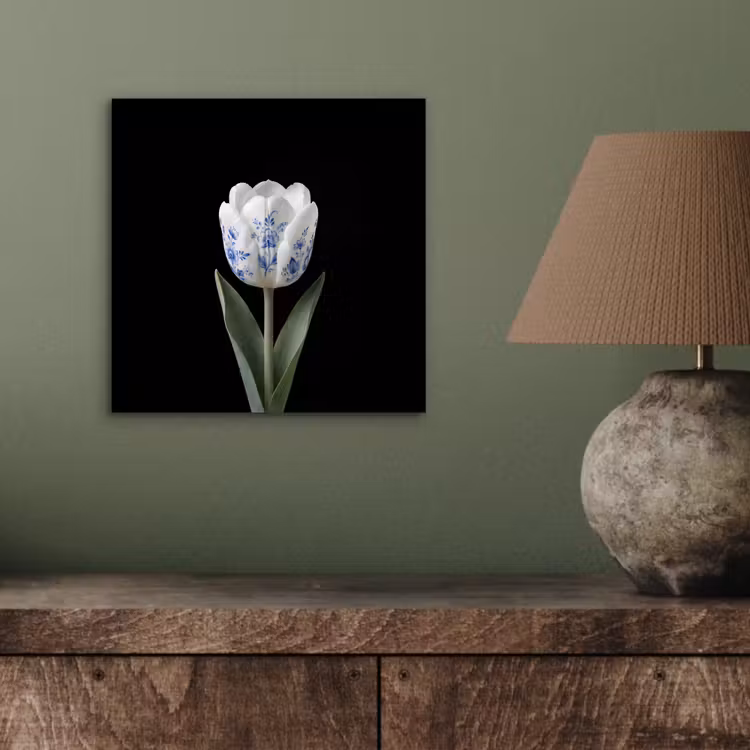 Tulp - Patroon - Blauw aluminium wit klein -sfeer2