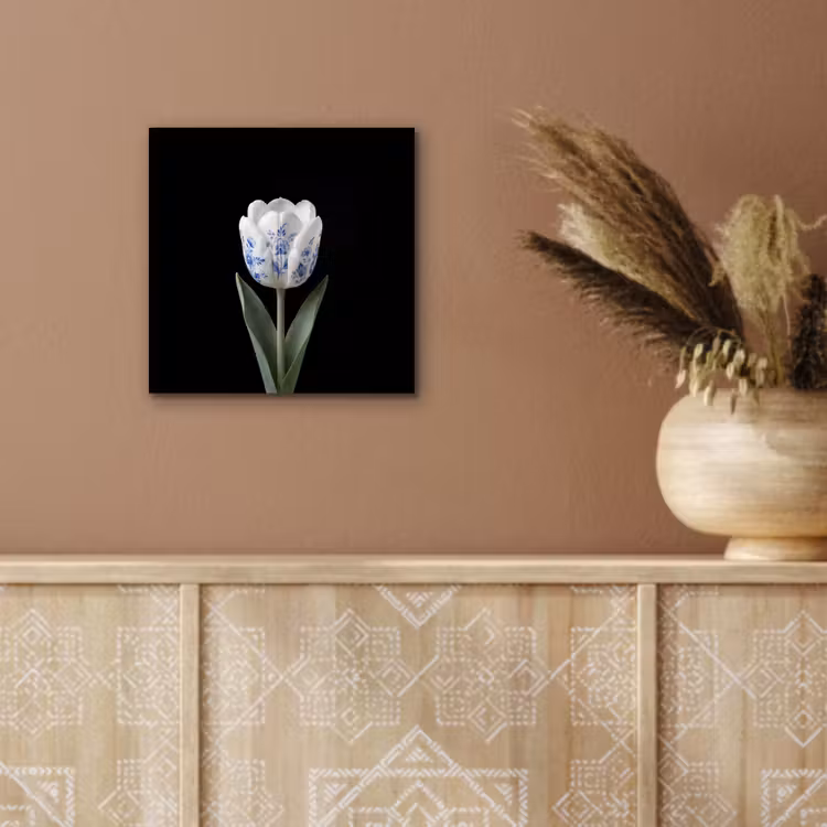Tulp - Patroon - Blauw aluminium wit klein -sfeer4