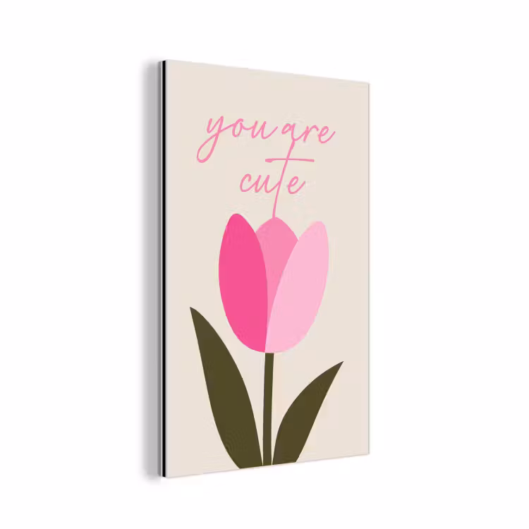 Tulp - Roze - Valentijn - Bloem aluminium wit klein -3d