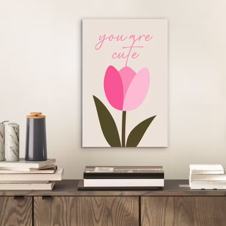 Tulp - Roze - Valentijn - Bloem aluminium wit klein -sfeer1