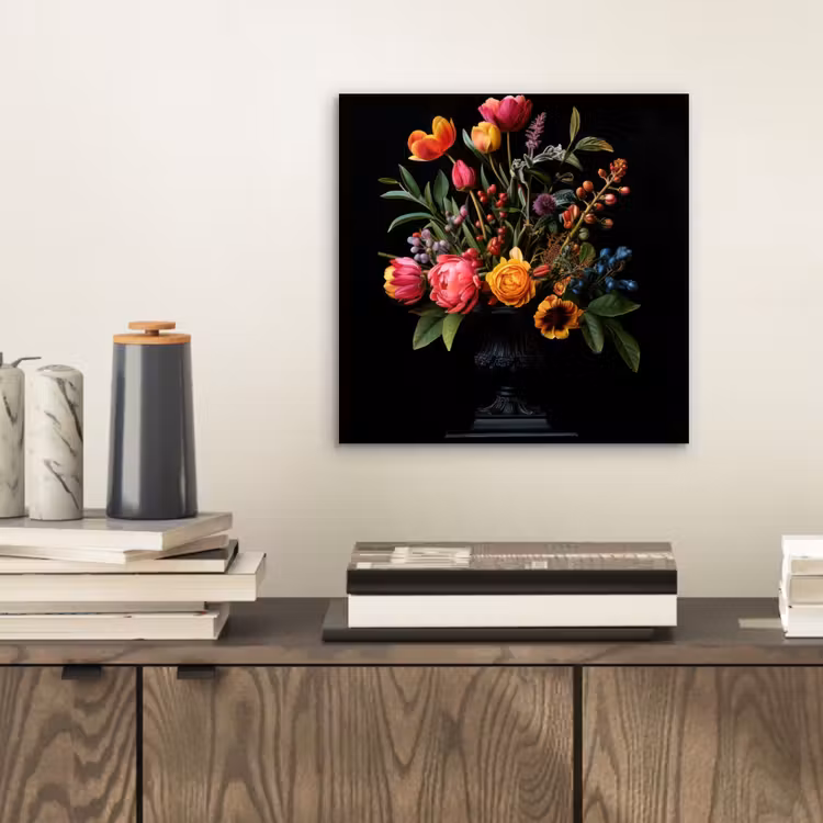 Tulpen - Bessen - Boeket - Vaas aluminium wit klein -sfeer1