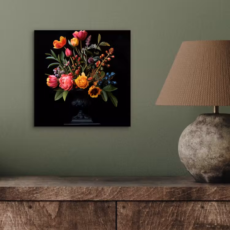 Tulpen - Bessen - Boeket - Vaas aluminium wit klein -sfeer2