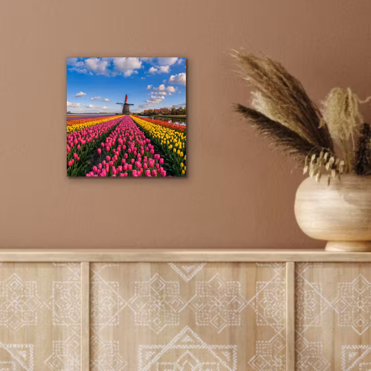 Tulpen - Holland - Molen - Kleurrijk aluminium wit klein -sfeer4