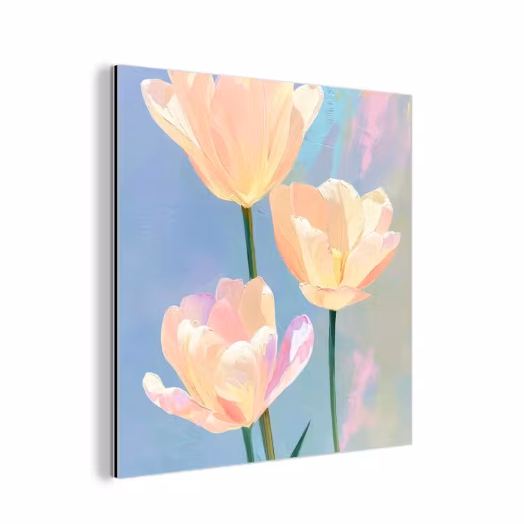 Tulpen - Roze accenten - Blauw aluminium wit klein -3d
