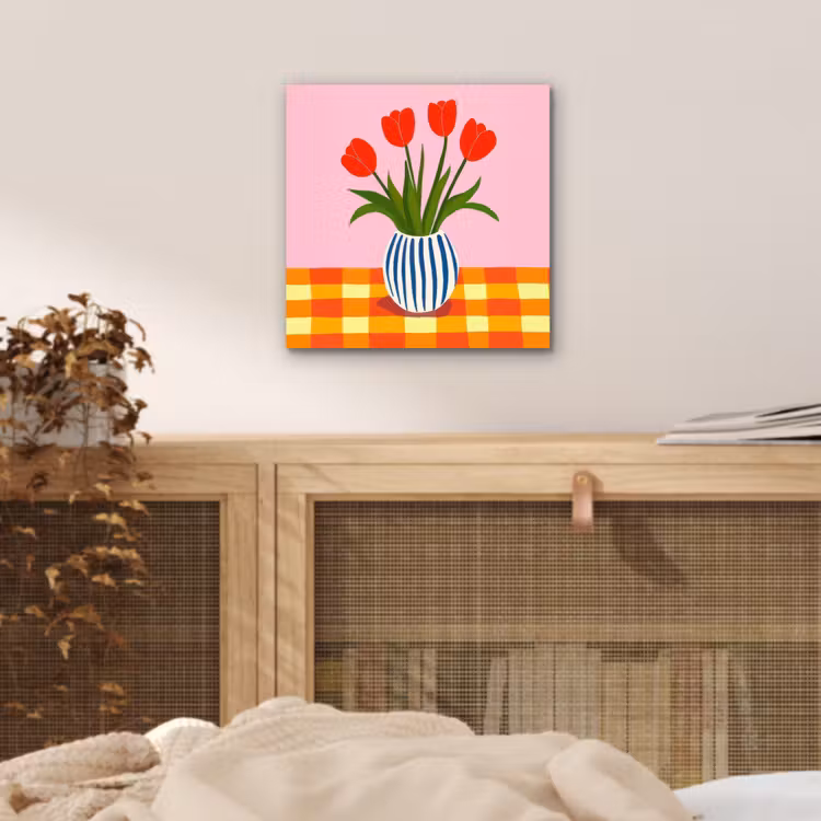 Tulpen - Roze - Vaas aluminium wit klein -sfeer3