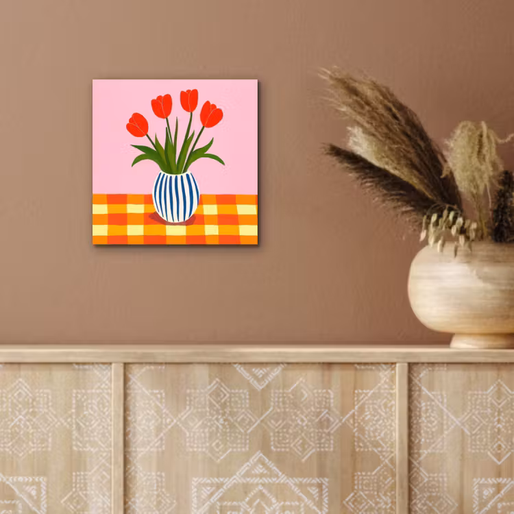 Tulpen - Roze - Vaas aluminium wit klein -sfeer4