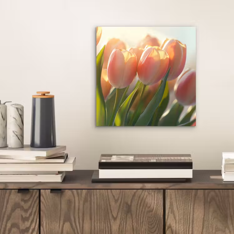 Tulpen - Roze - Zonnestralen aluminium wit klein -sfeer1