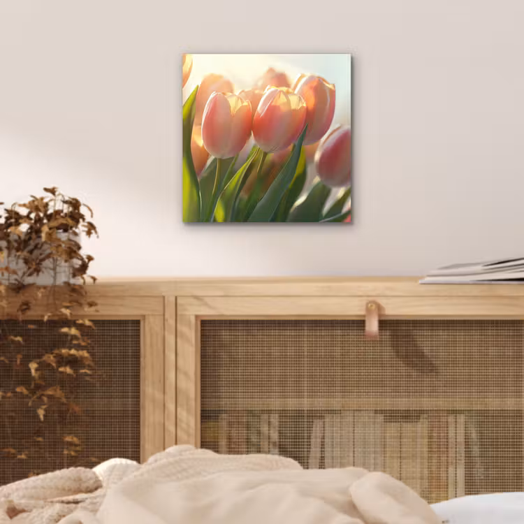 Tulpen - Roze - Zonnestralen aluminium wit klein -sfeer3