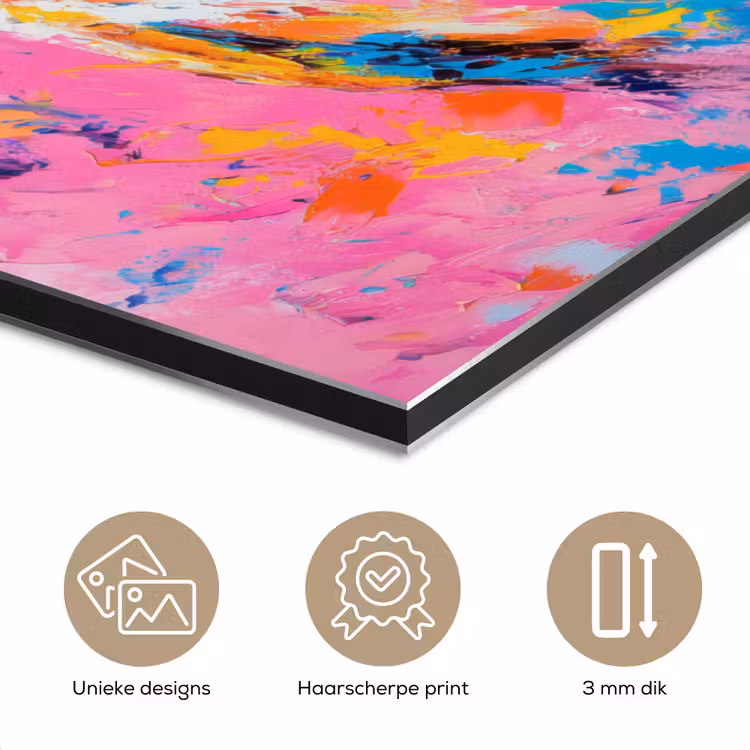 Uil - Roze - Blauw - Verf - Abstract aluminium wit klein -closeup_NL