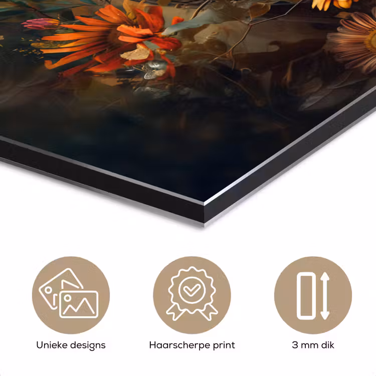 Uil - Vogel - Bloemen - Planten - Botanisch aluminium wit klein -closeup_NL