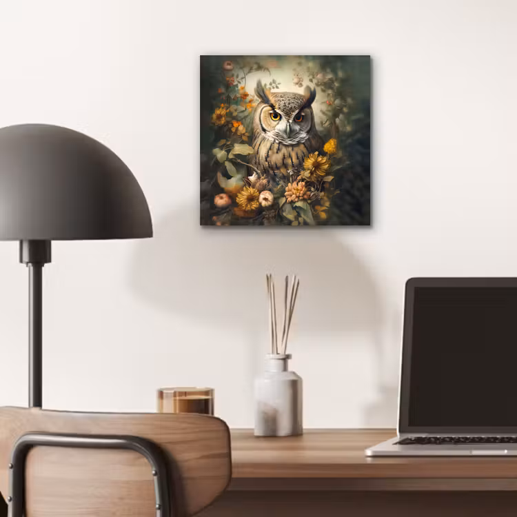 Uil - Vogels - Bloemen - Natuur aluminium wit klein -sfeer5