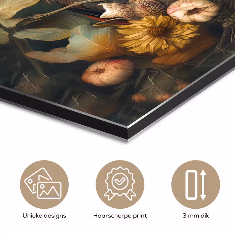 Uil - Vogels - Bloemen - Natuur aluminium wit klein -closeup_NL